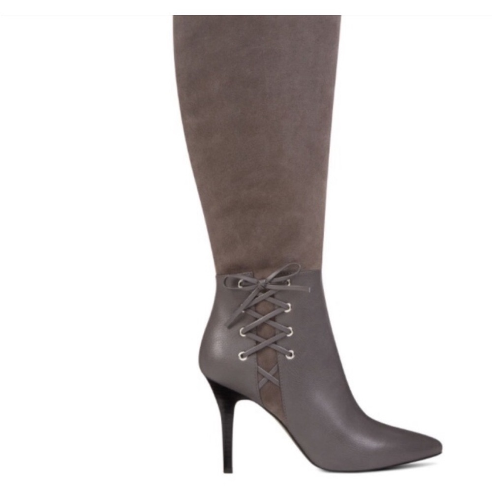 Nine West Womens Jelizao Gray Knee-High Boots Heels 9.5  Medium